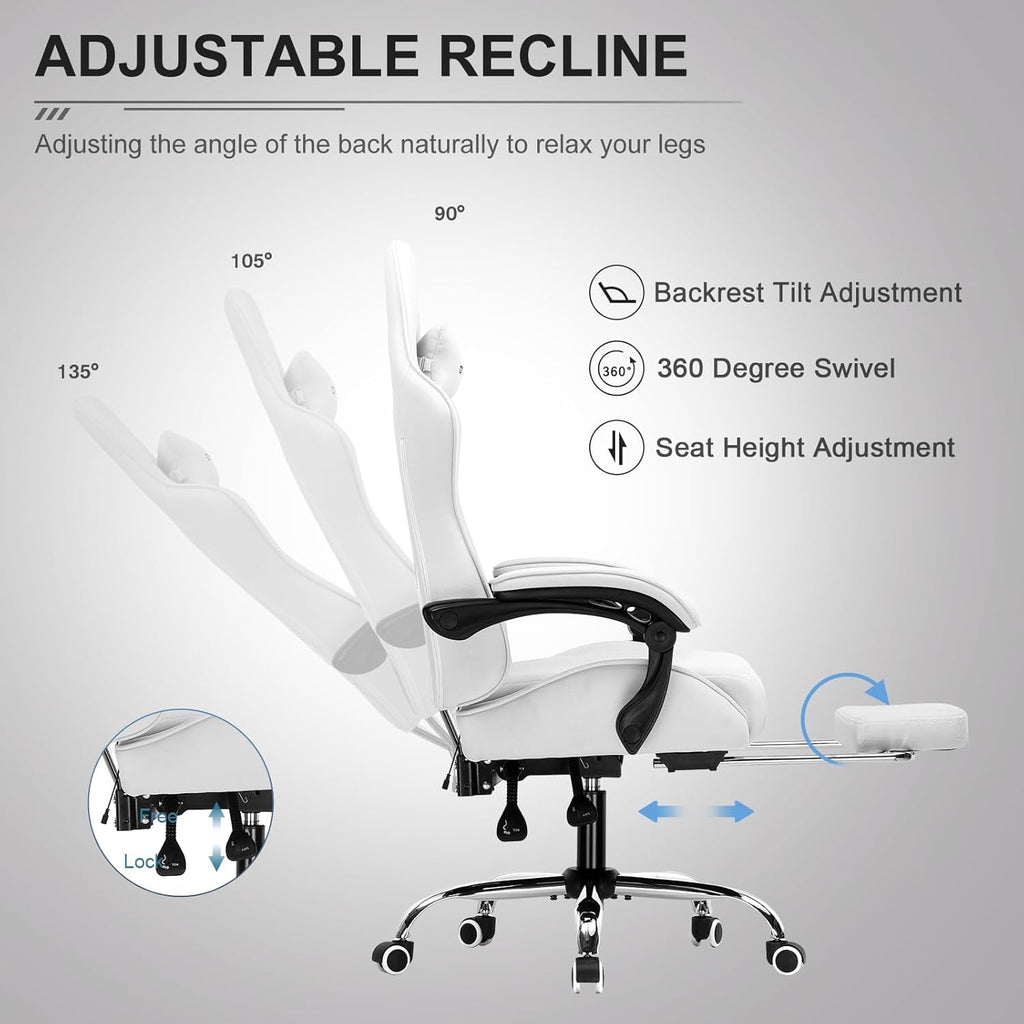 Ergonomic Gaming Chair With Footrest And Lumbar Support