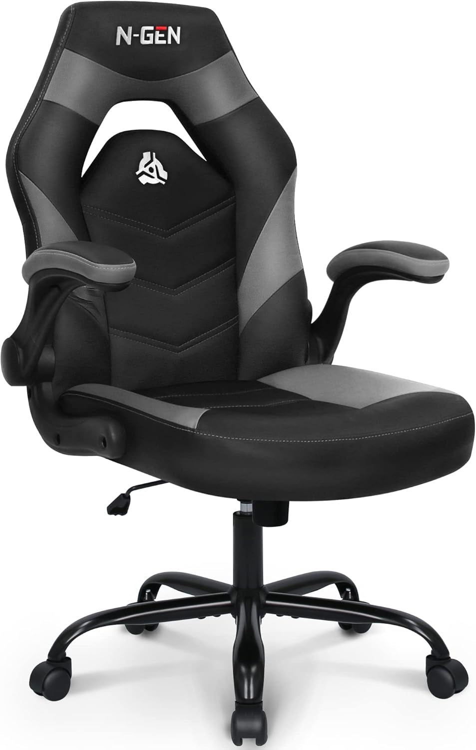 N-GEN Ergonomic Gaming Chair With Lumbar Support Gray PU Leather