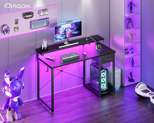 40 Inch Black Gaming Desk For Home Office Setup Workspace
