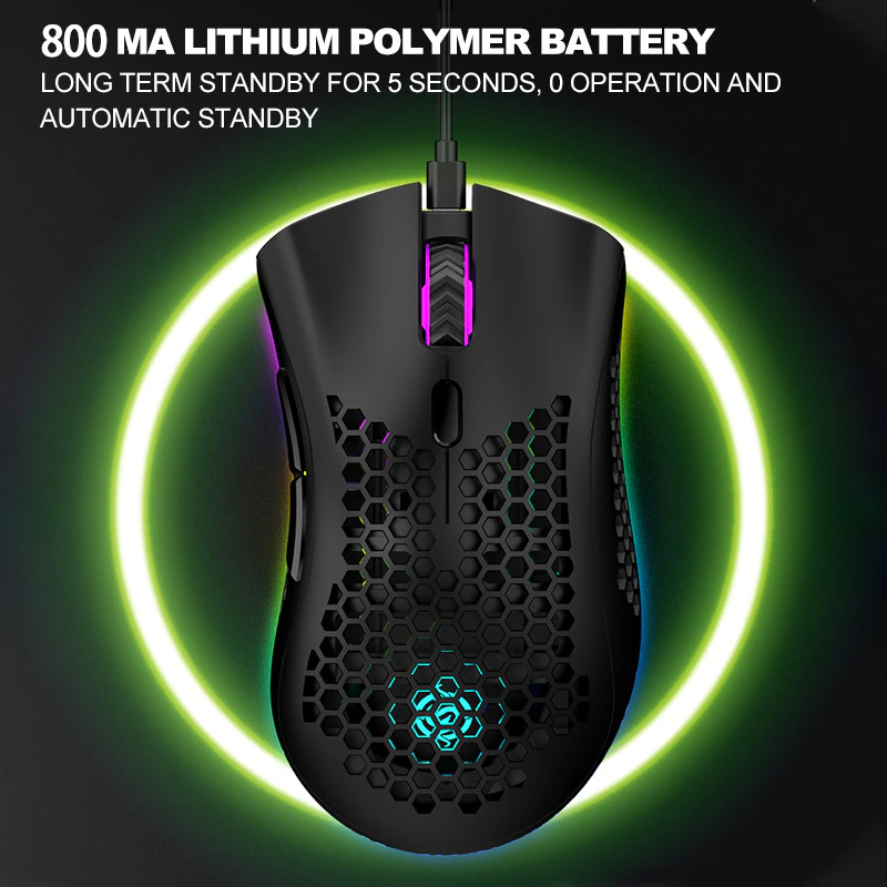 Wireless Mouse Gaming Rechargeable Optical Mouse Cordless 7 Color LED