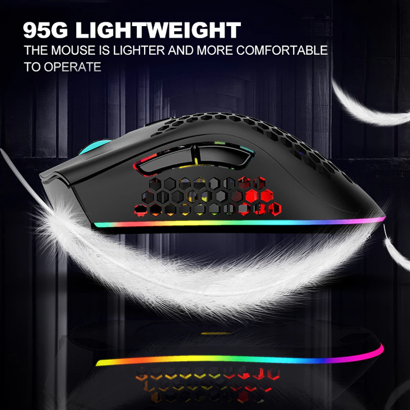 Wireless Mouse Gaming Rechargeable Optical Mouse Cordless 7 Color LED