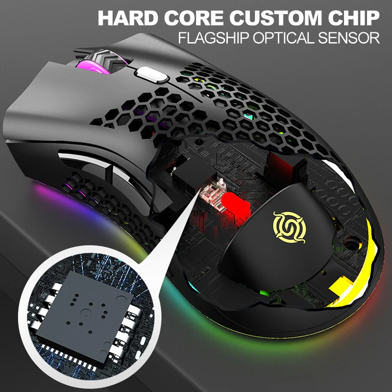 Wireless Mouse Gaming Rechargeable Optical Mouse Cordless 7 Color LED
