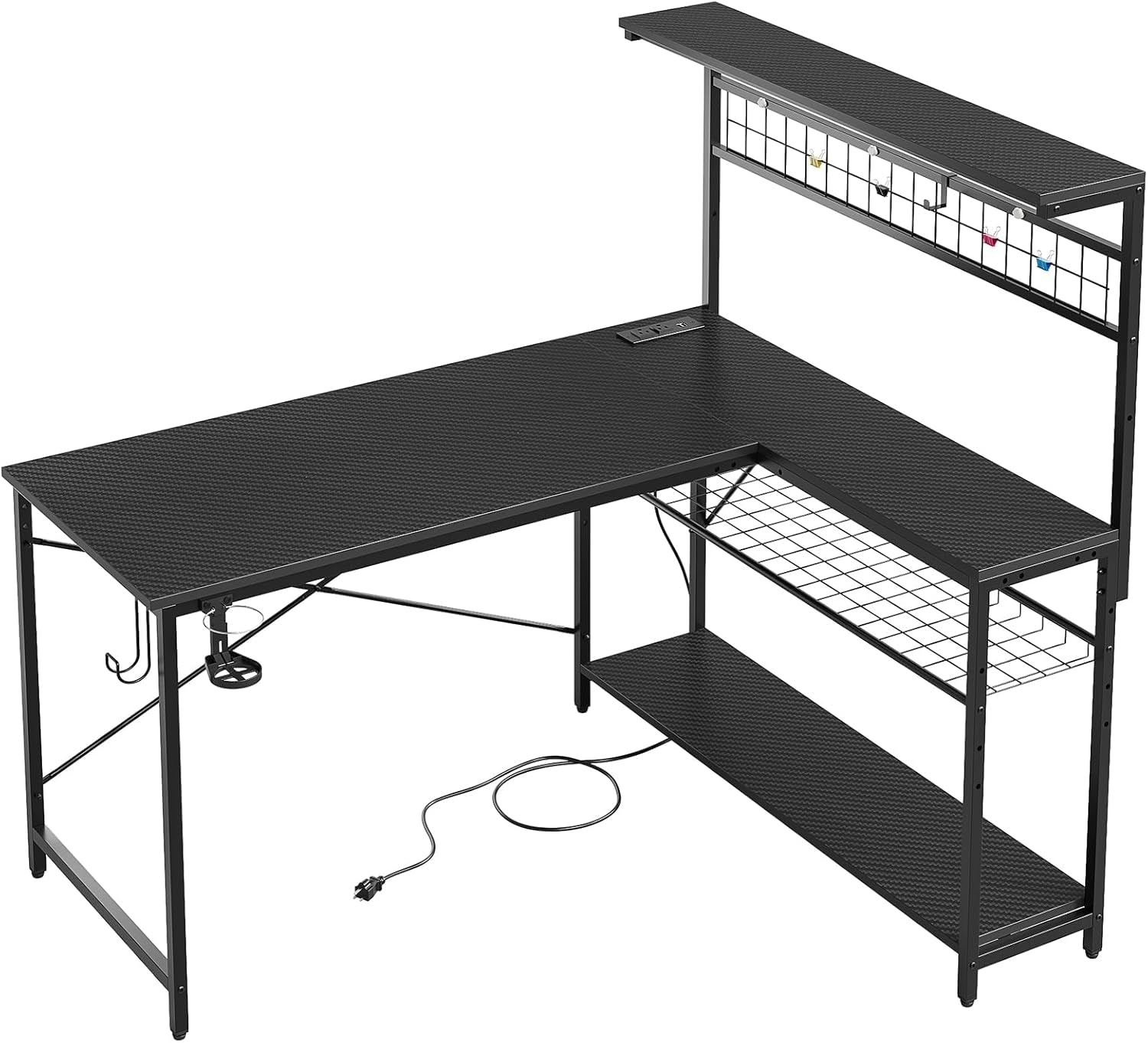 51-Inch L-Shaped Gaming Desk With LED Lights For Office
