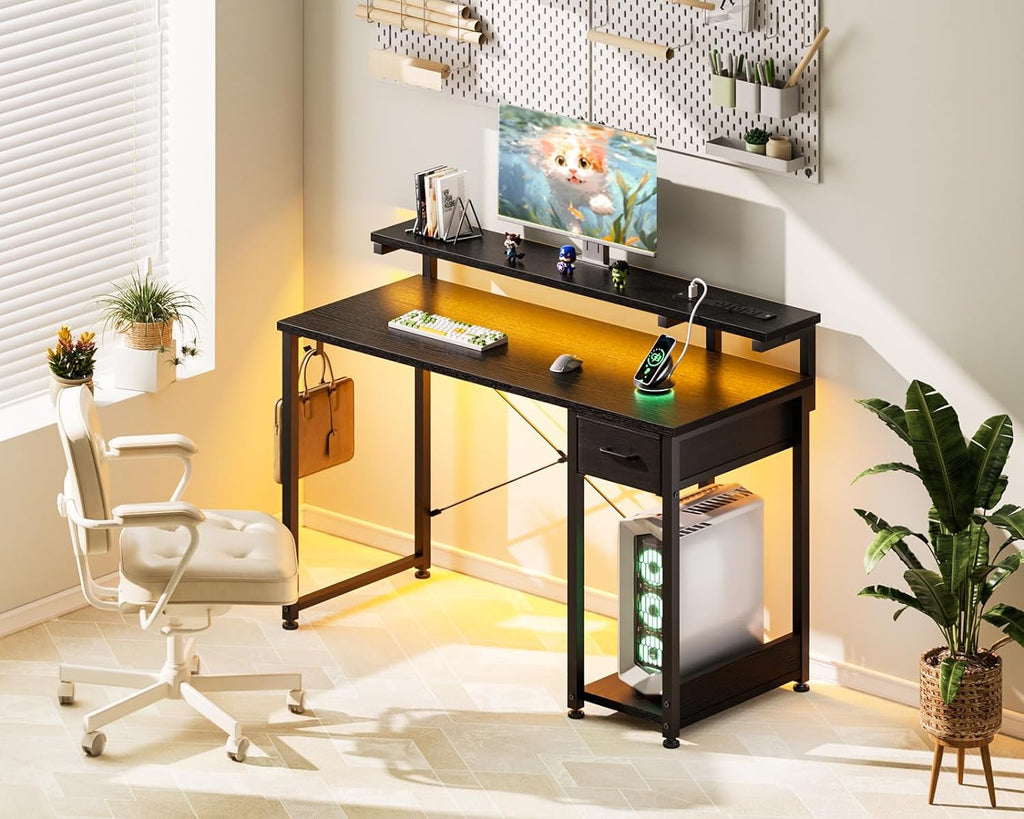 40 Inch Black Gaming Desk For Home Office Setup Workspace
