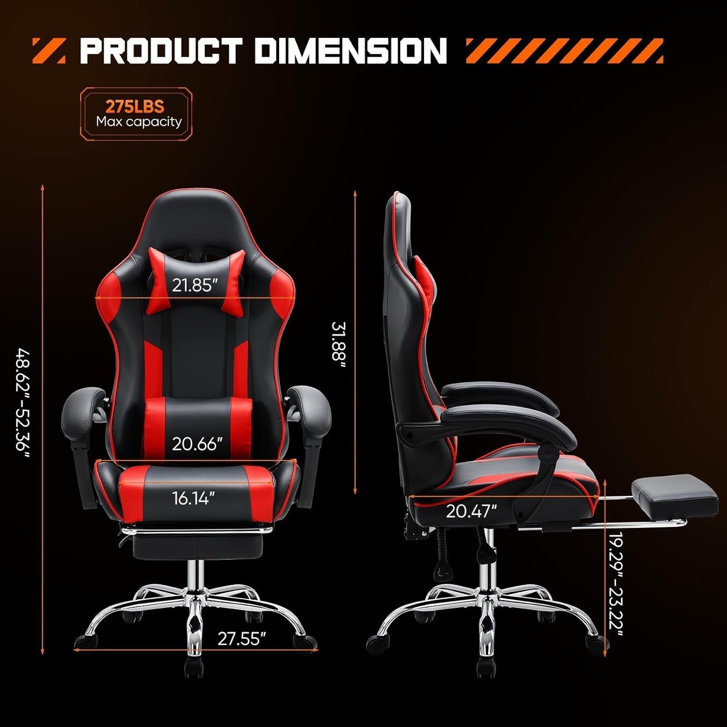 Ergonomic Gaming Desk Chair With Footrest And Headrest