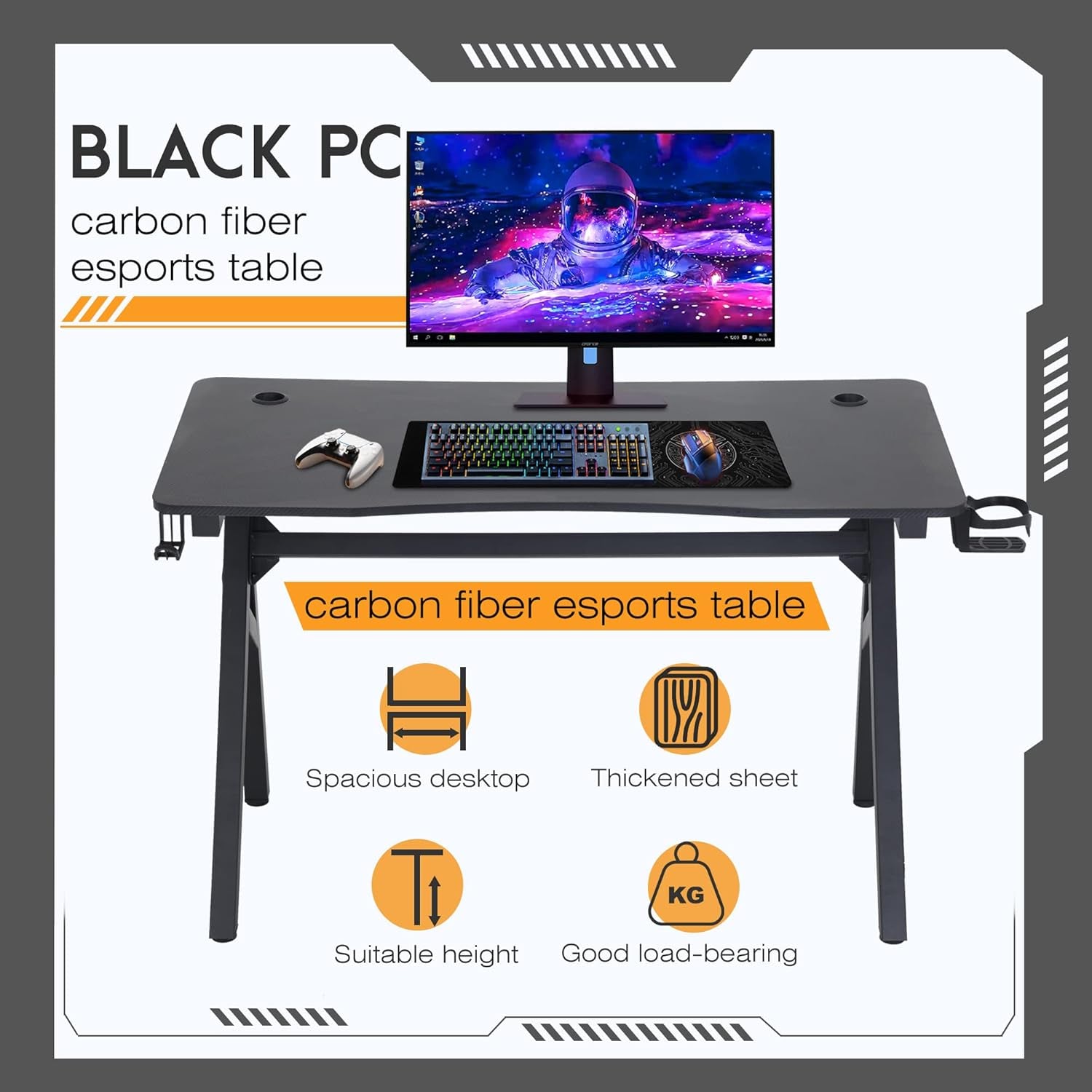 47x23 Gaming Desk Cup Holder For Home Office Setup