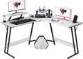 L Shaped Gaming Desk 51 Inch Monitor Riser Classical White