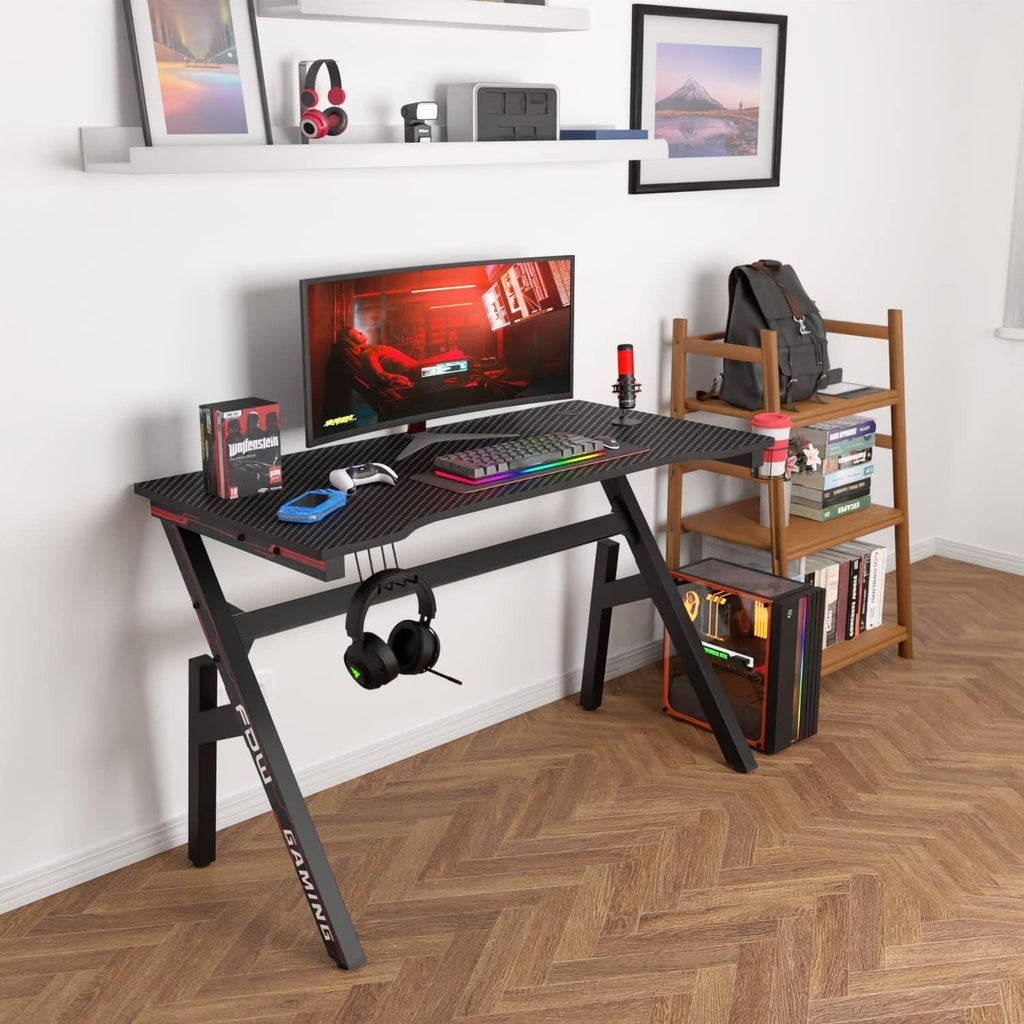 47 Inch Gaming Desk With Cup Holder For Home Office